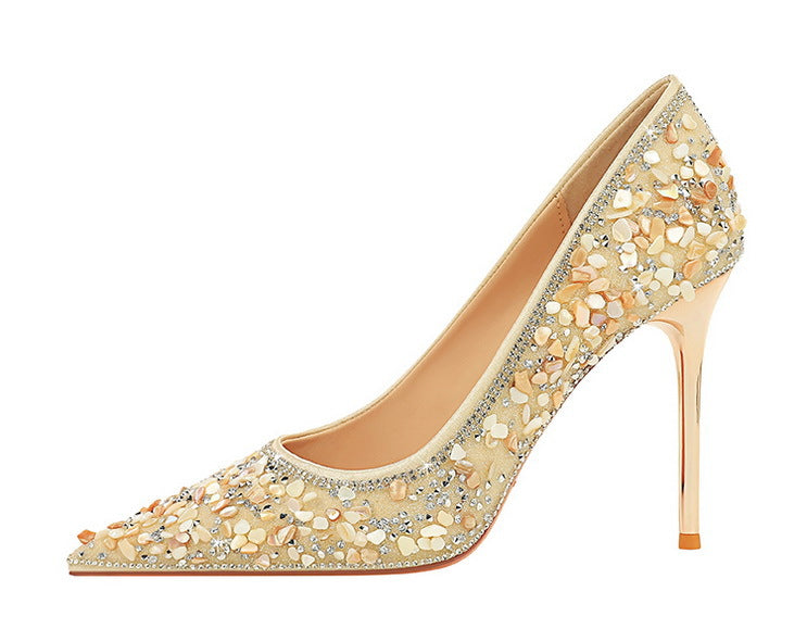 French Rhinestone Wedding Heels Shoes
