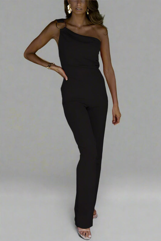 Solid Color Nightclub Casual Jumpsuit