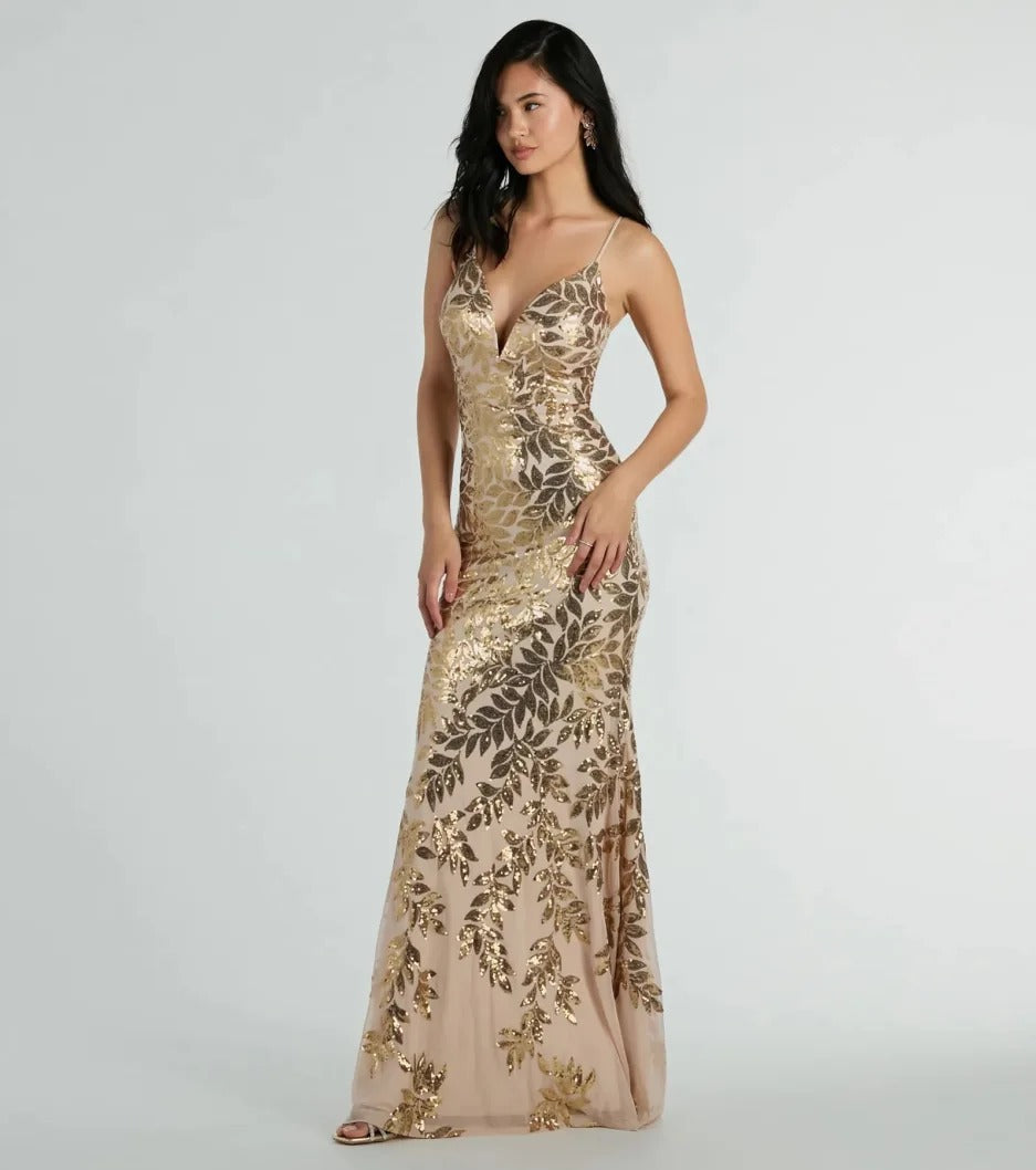 Sequined Backless Spaghetti Strap Dress