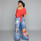 Printed Wide Leg Casual Pants