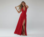 Halter Trimming Split Two Piece Skirt Set