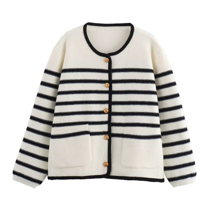 Classic Vintage Stripe Knitted Cardigan