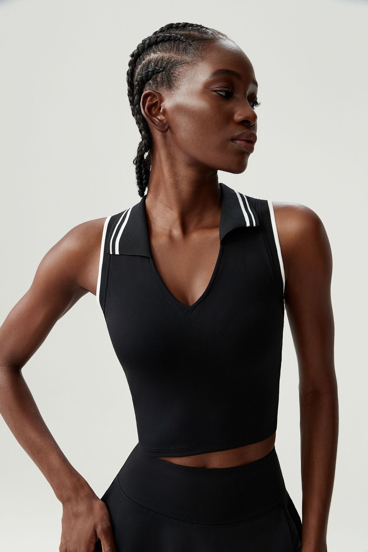 Stand Collar Tennis Women Yoga Fitness Running Top Quick Drying Sleeveless Vest with Chest Pad