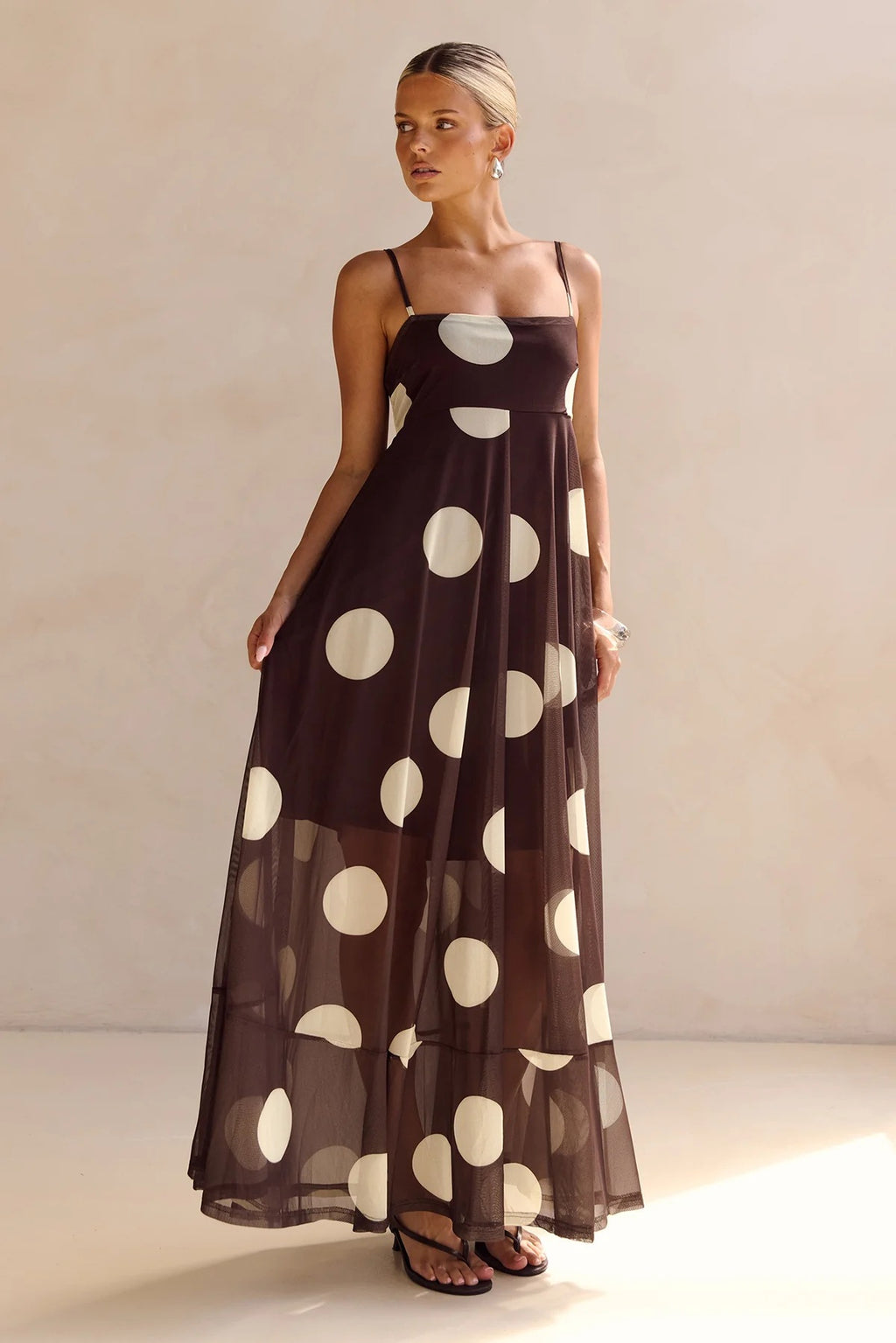 Summer Sheer Polka Dot Print Cami Dress