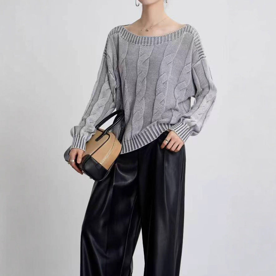 Twisted Knitted Pullover Sweater Top