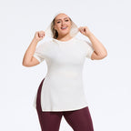 Curve Hooded Side Slit Fitness T shirt