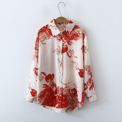 Retro Long Sleeve Satin Shirt