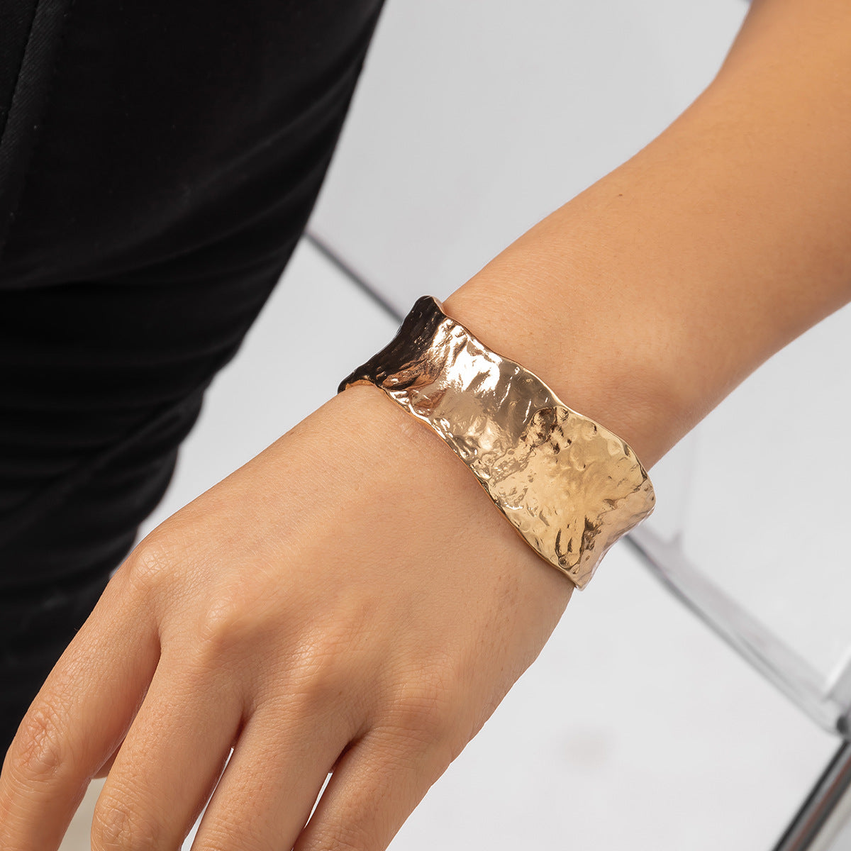 Punk Metal Notch Pitted Bracelet