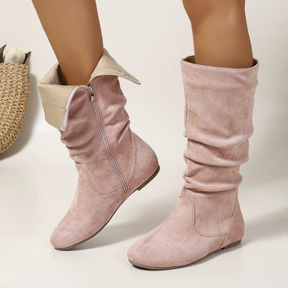 Side Zipper Flat Casual Boots