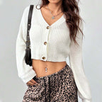 Short Button Sweater Cardigan