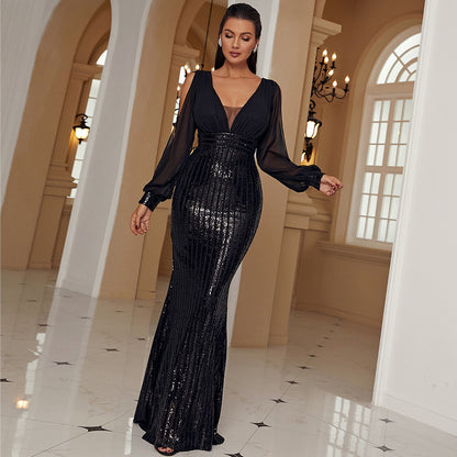 Hepburn Long Sleeve Noble Evening Dress