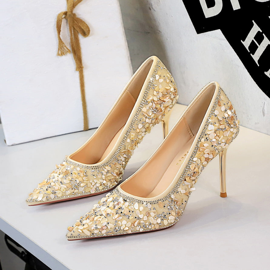 French Rhinestone Wedding Heels Shoes