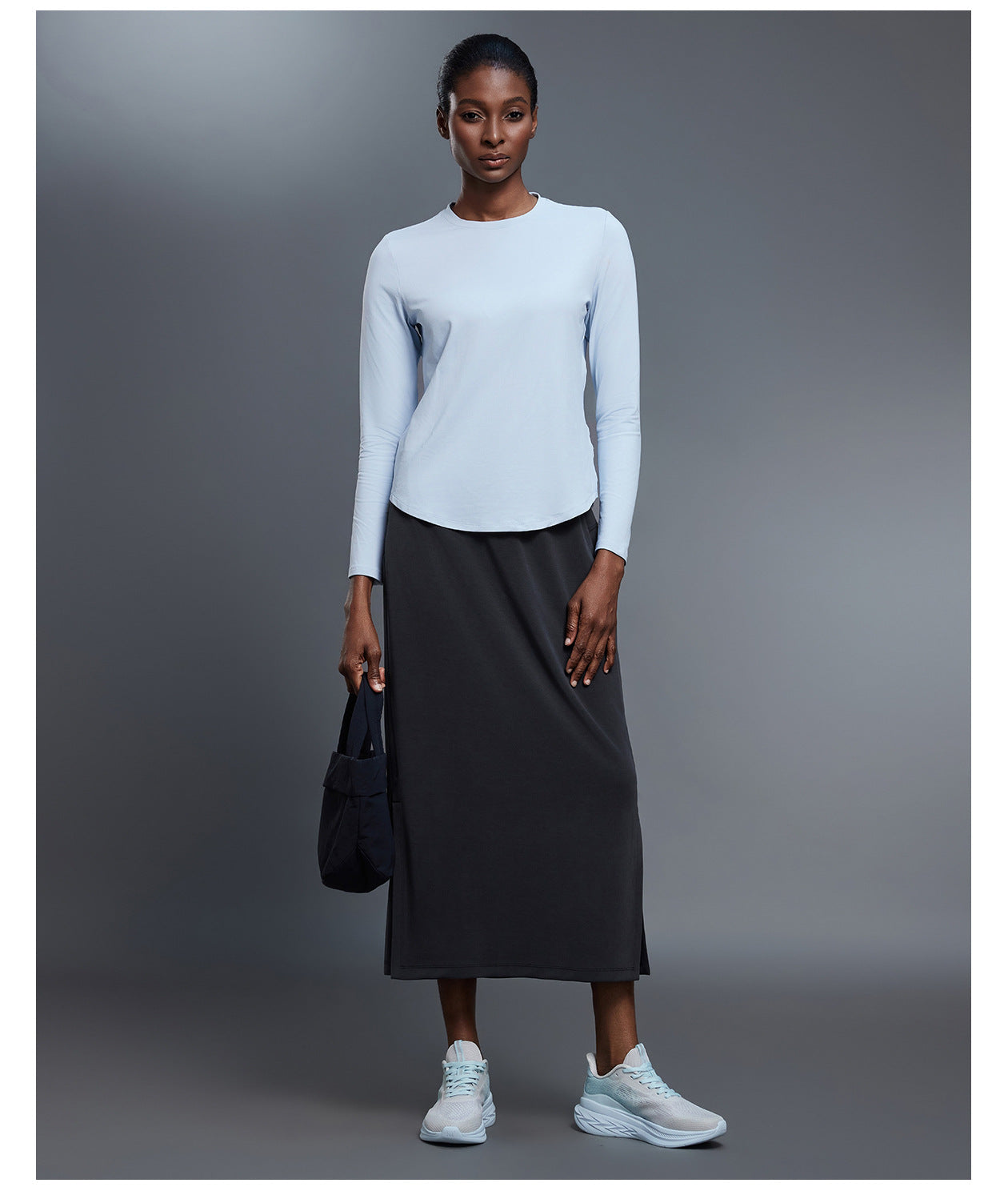 Simple Straight Exercise Skirt Women Casual Mid Length Skirt Slimming Slit Hip Skirt