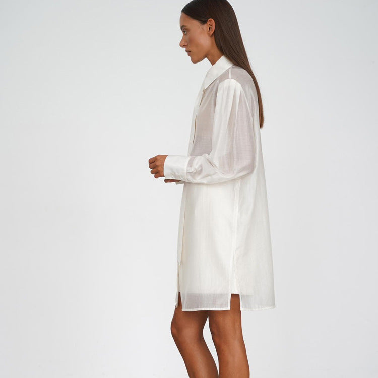 All Matching Turn down Collar Long Sleeve Loose Tie Blouse