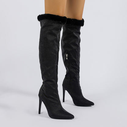 High Knee Leg Boot Large Tube Heel Boots