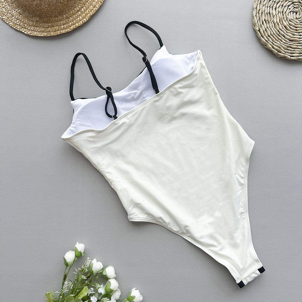 Black White One Piece Swimsuit