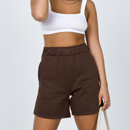 Casual Fleece Elastic Waist All-Match Active Shorts