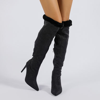 High Knee Leg Boot Large Tube Heel Boots