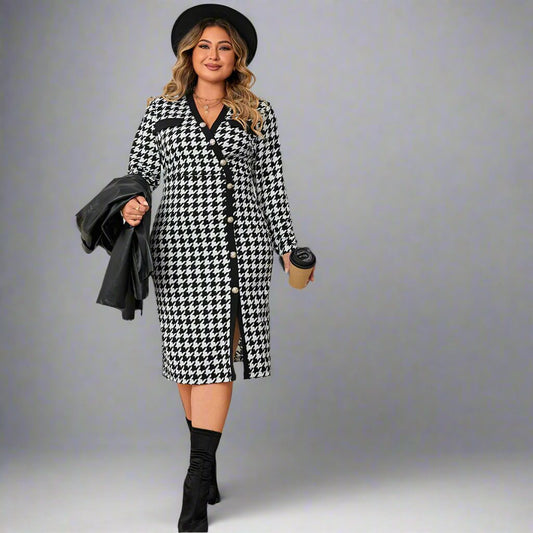 Curve Retro Houndstooth Dress