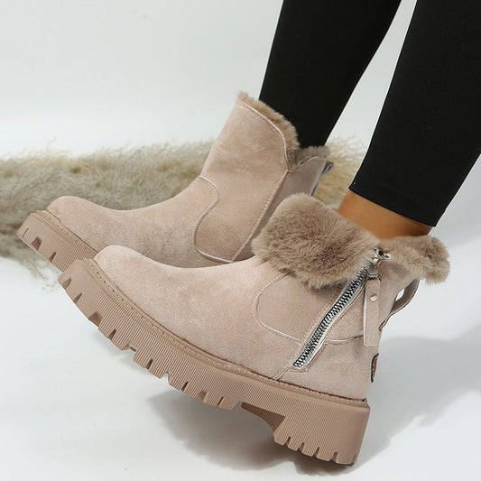 Vintage Fleece-Lined Thickening Ankle Snow Boots