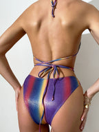 Gradient Bikini Three Piece Swimsuit Set