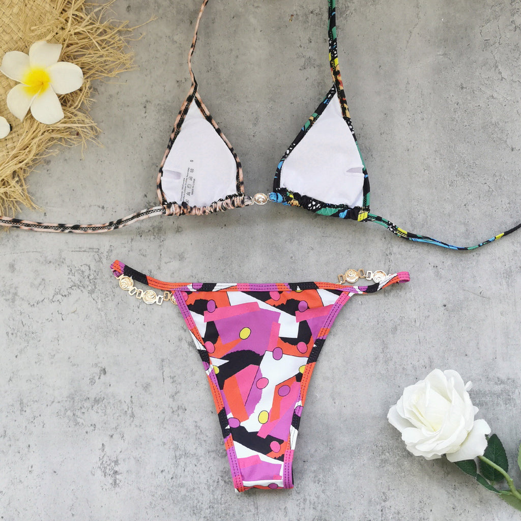 Floral Animal Print Bikini Set