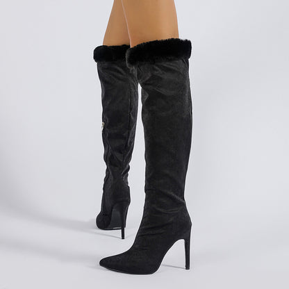 High Knee Leg Boot Large Tube Heel Boots