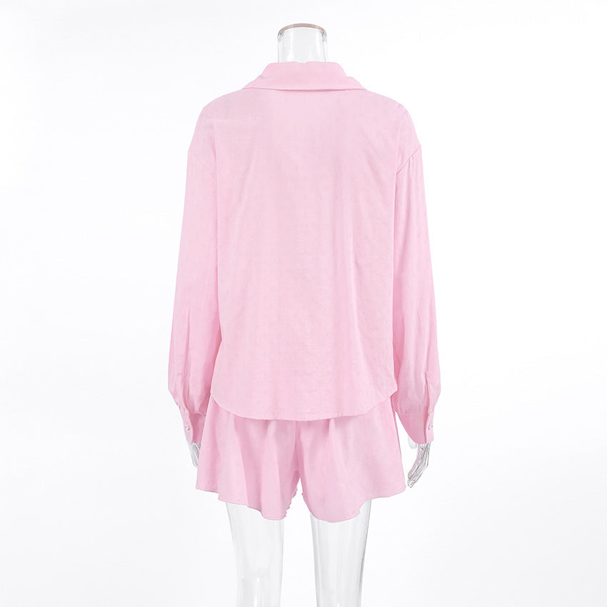 Pink Loose Casual Pajamas Set