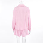Pink Loose Casual Pajamas Set