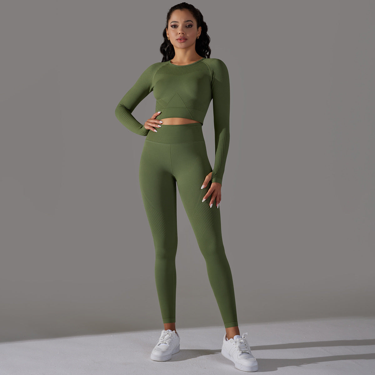 Seamless Knitted Long Sleeve Activewear Set