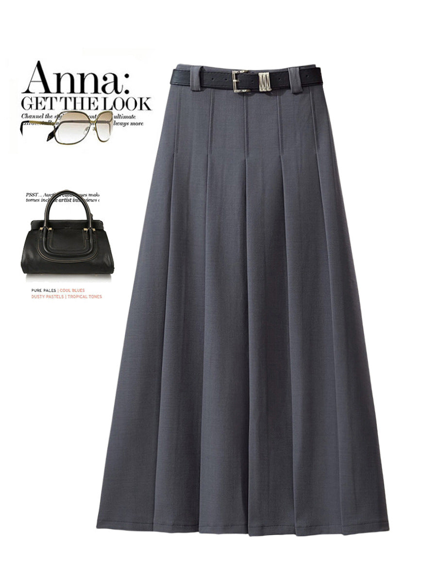 High Waist Slimming Pleated A line Skirt