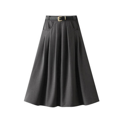 Preppy Half  Length Pleated Skirt with Belt