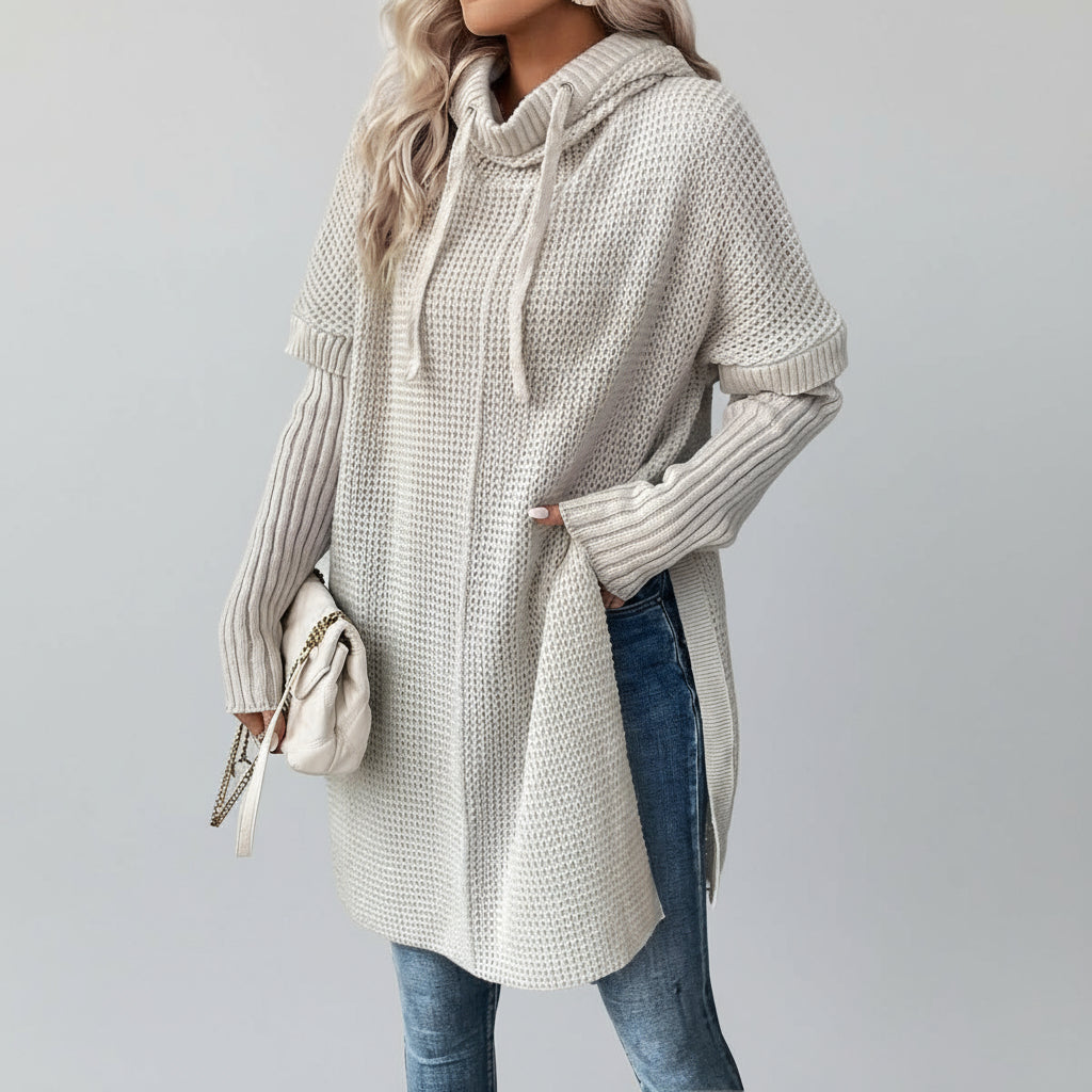 Batwing Hooded Knitted Sweater