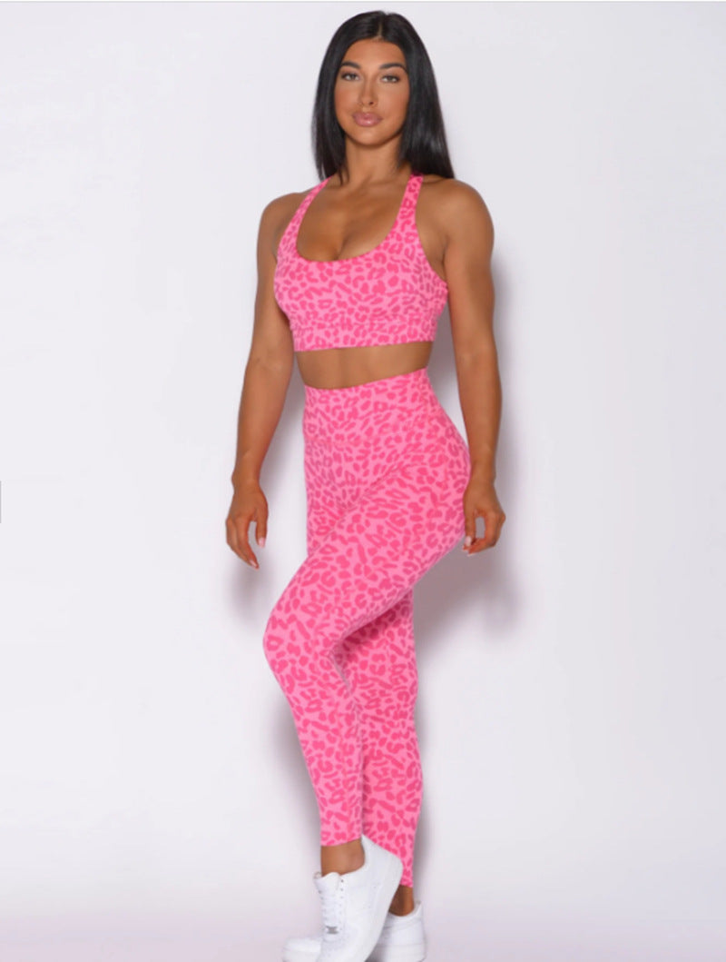 Leopard Print Skinny Fitness Yoga Suit
