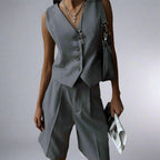 Single Breasted Vest & Straight Shorts Set