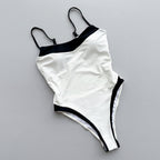 Black White One Piece Swimsuit