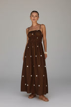 Polka Dot Print French Strap Dress