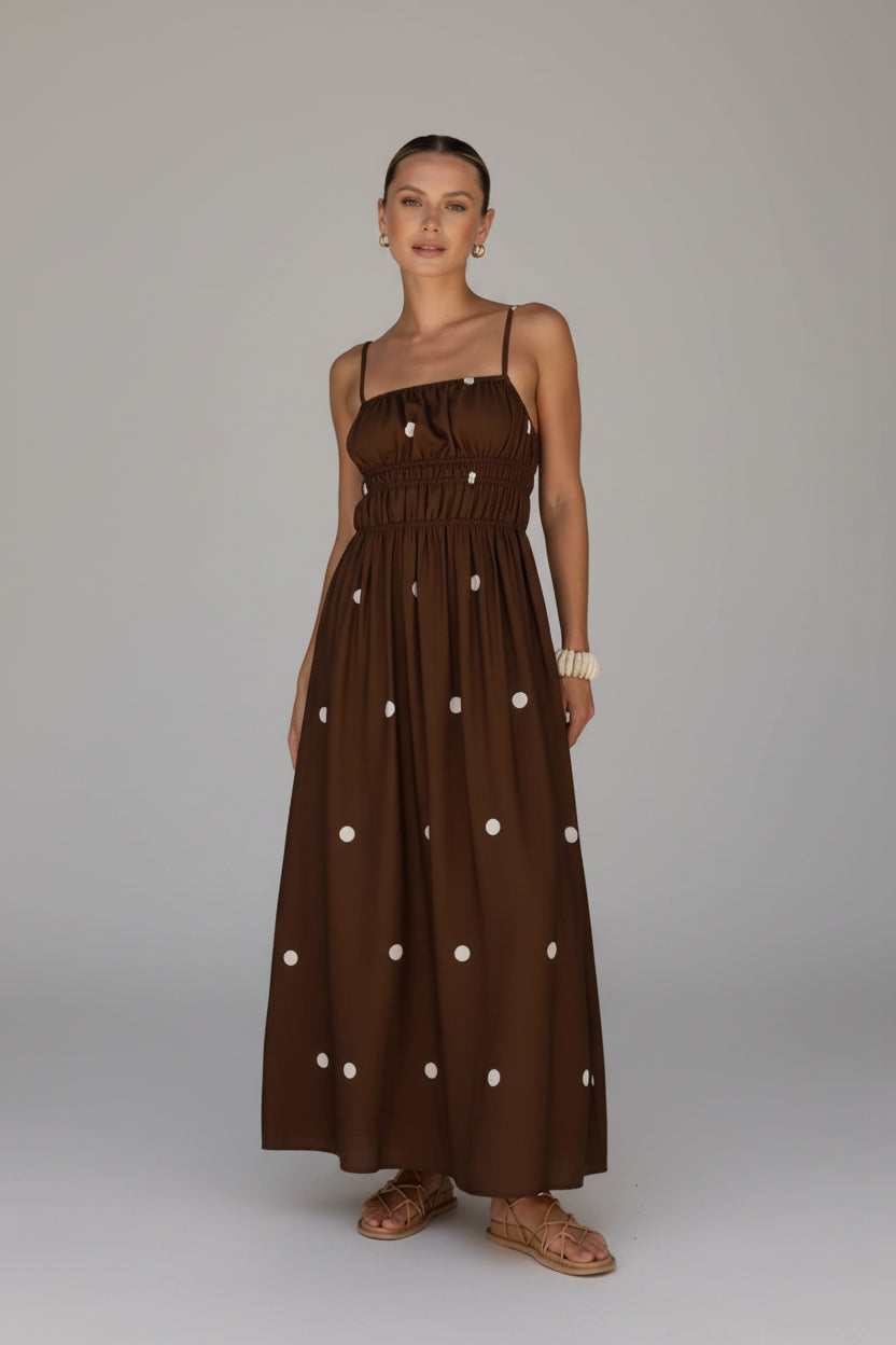Polka Dot Print French Strap Dress