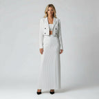 Striped Two Piece Short Blazer Skirt Set