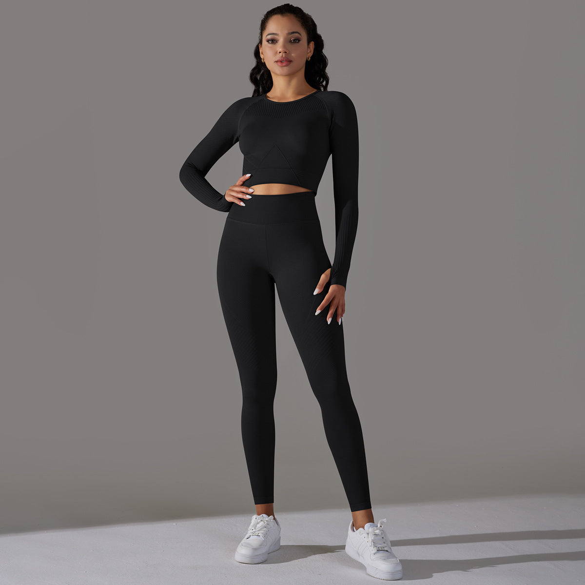 Seamless Knitted Long Sleeve Activewear Set