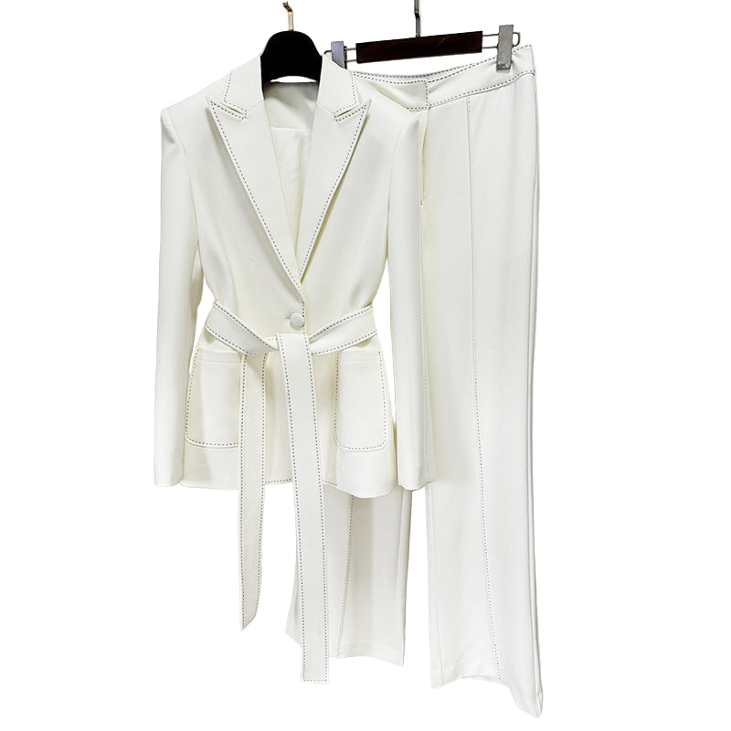 Star Beading Belt Work Pant Suit