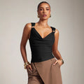 Grade Metal Buckle Swing Collar Vest Top