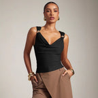 Grade Metal Buckle Swing Collar Vest Top