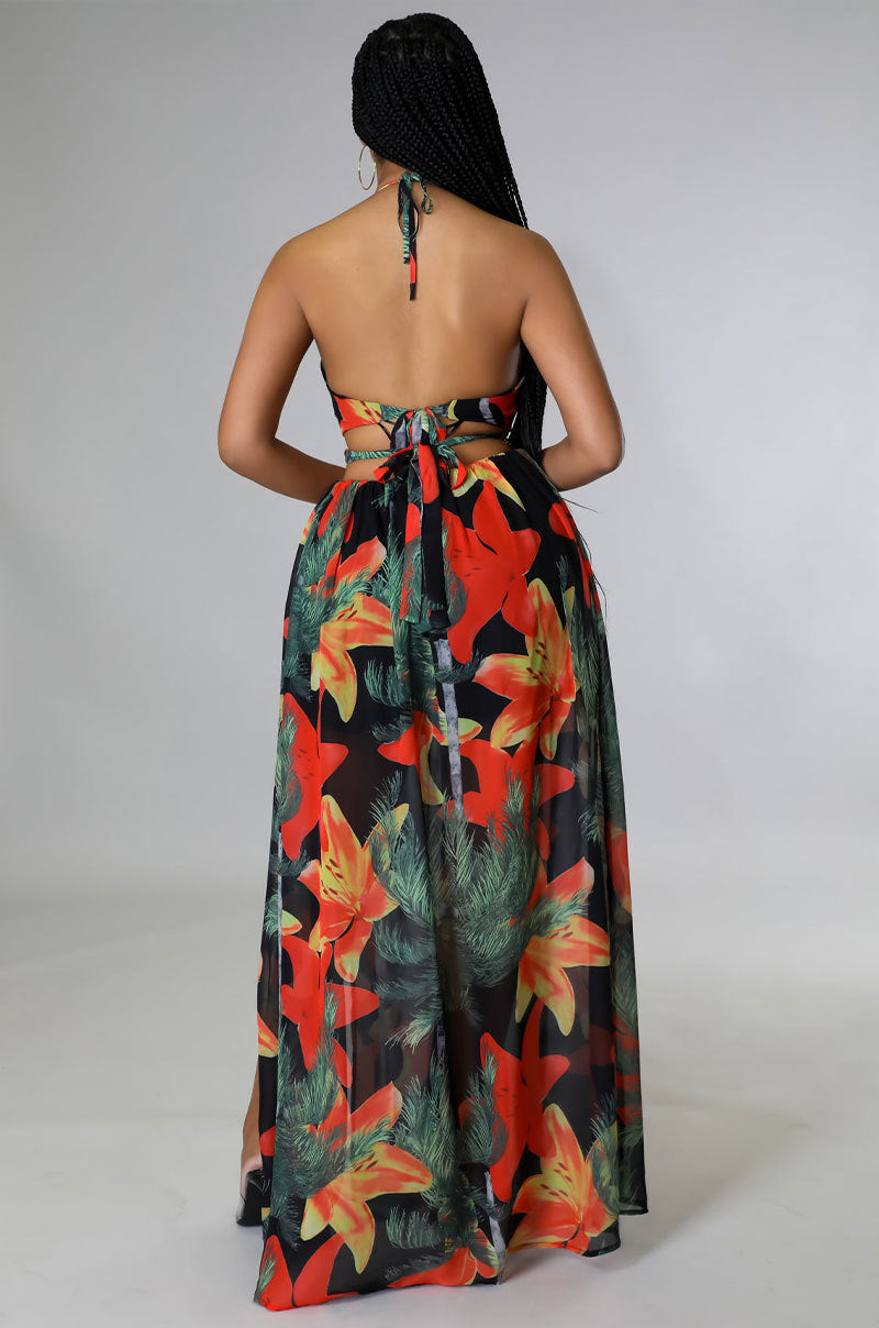 Floral French Sling Dress