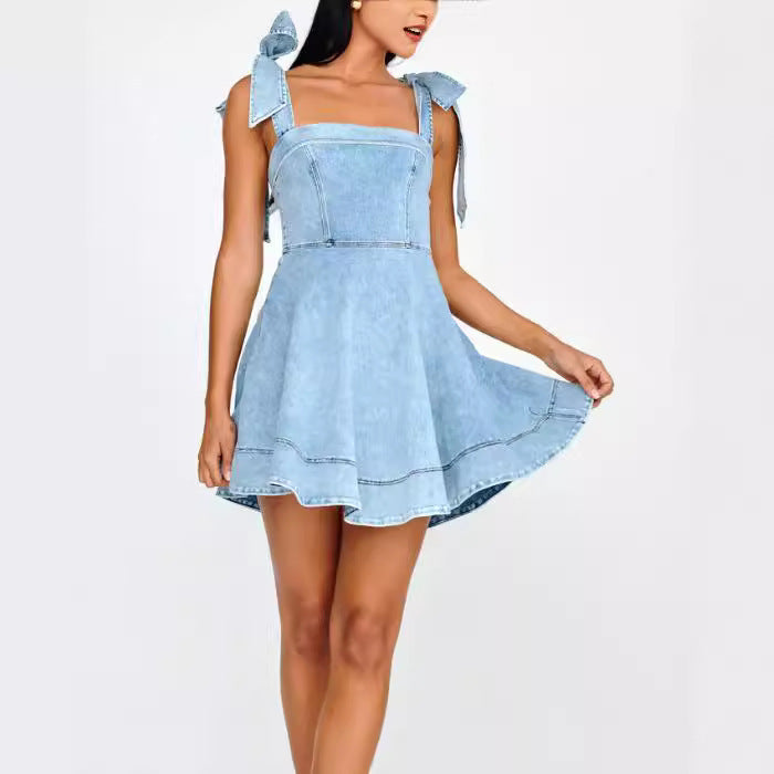 Spring Strap Denim Dress