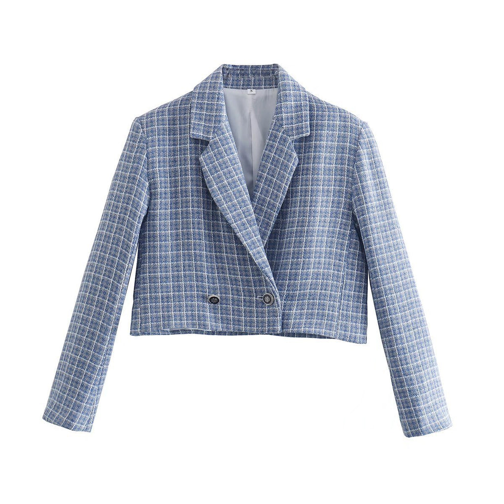 Slim-Fit Tailored Plaid Blazer