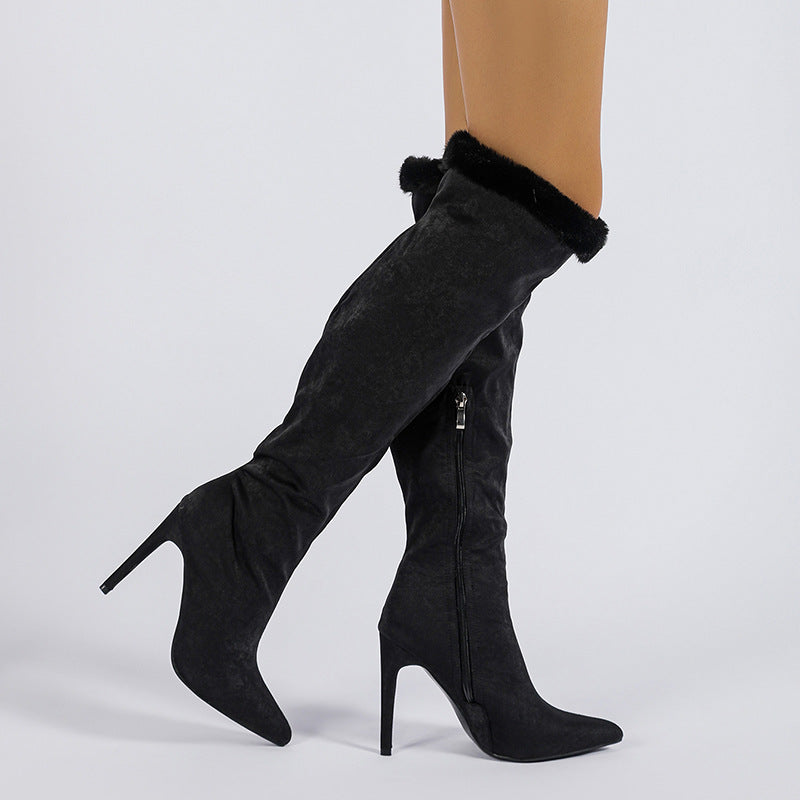 High Knee Leg Boot Large Tube Heel Boots