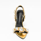 11cm Pointed Gold Rivet Rhinestone Stiletto Heels