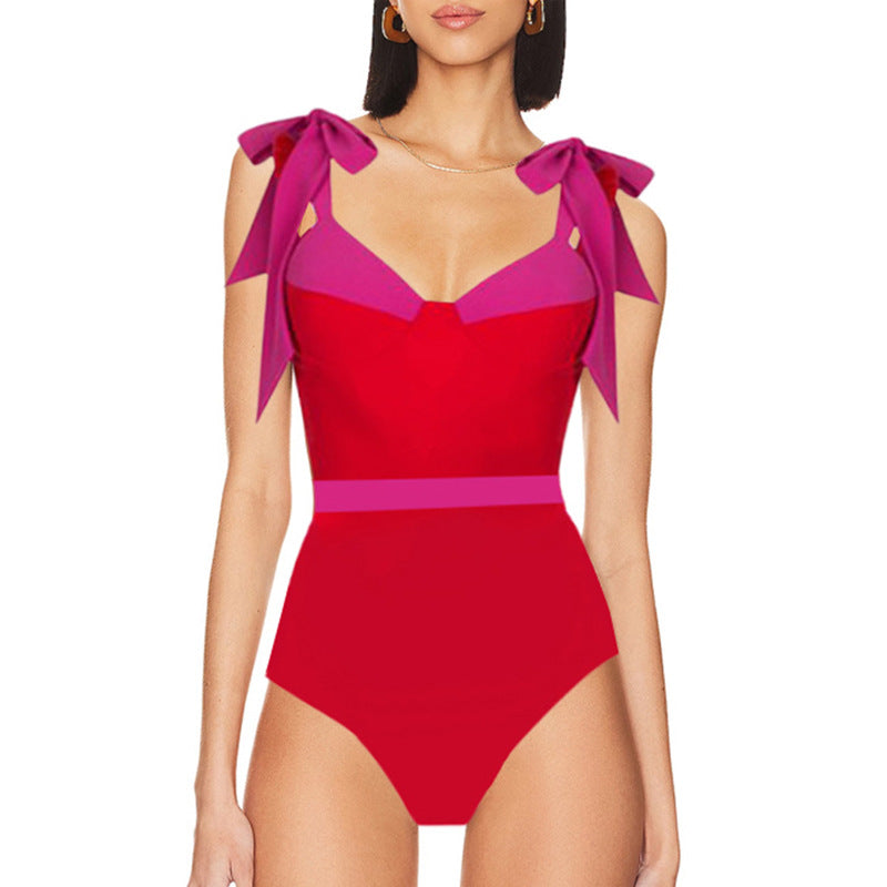 Solid One Piece French Swimsuit
