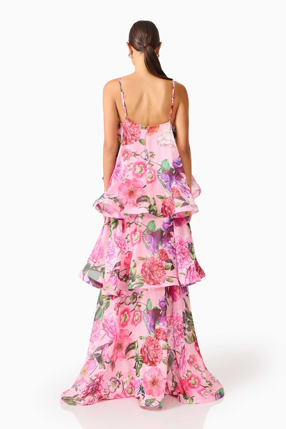 Sweet Printed Multi Layer Cake Strap Dress